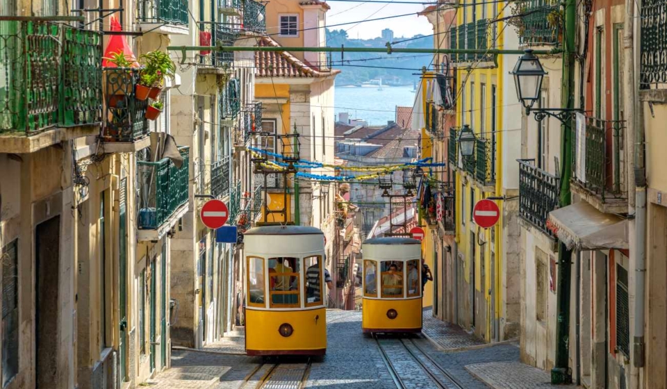 Imagen de los tranvias de Lisboa